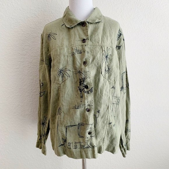 Chico's Tops - Chicos Linen Button Up Shirt Blouse Women Size L